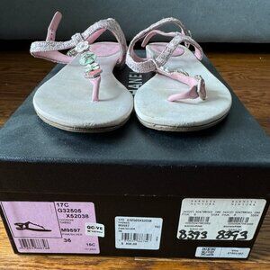 CHANEL 17C Pink Silver Tweed Thong CC Log Charm Slide Sandal
